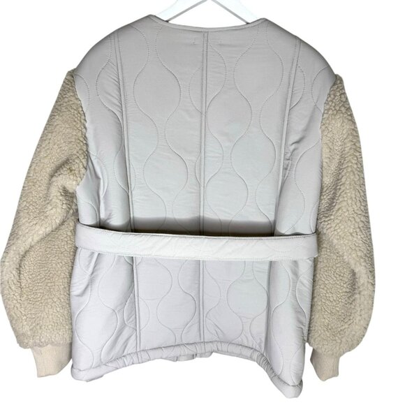 NWT Line and Dot Milan Padded Sherpa Jacket, Belted Jacket, Size Small - Picture 2 of 8